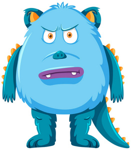 蓝色恐怖怪物白色背景插图照片