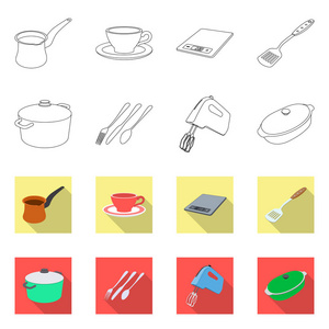厨房和厨师标志的矢量插图。厨房和家电库存矢量图集