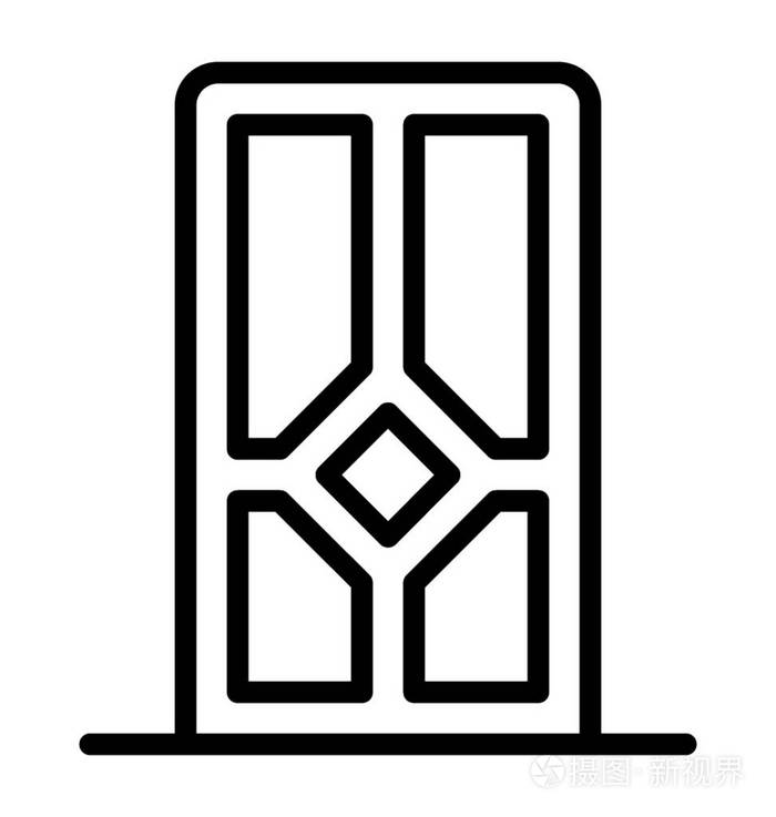 封闭式木门线条图标设计插画-正版商用图片13rr4d-摄图新视界