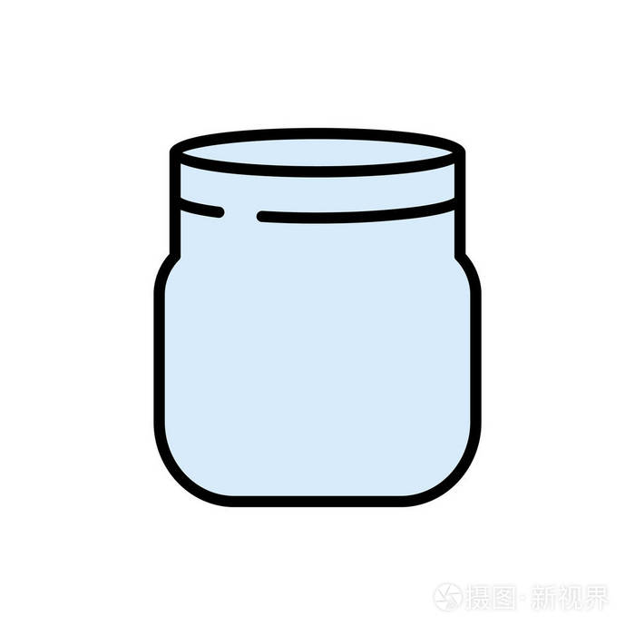 空玻璃梅森罐子. 平的风格. 矢量图标烹饪概念
