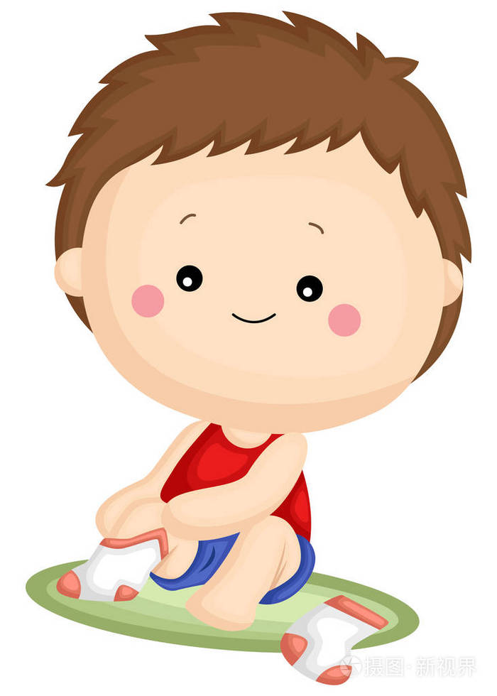 一个男孩穿着袜子坐着插画-正版商用图片13rtkv-摄图新视界