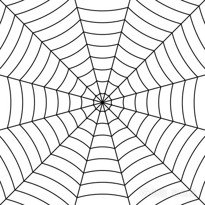 蛛网背景与黑色交织线程蜘蛛, 矢量对称模式蜘蛛网络万圣节