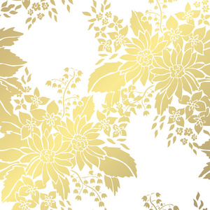 优雅的金色图案与手绘装饰花卉设计元素。 请柬花型贺卡剪贴簿印刷礼品包装制造