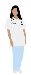 白色背景下护士听诊器的画像