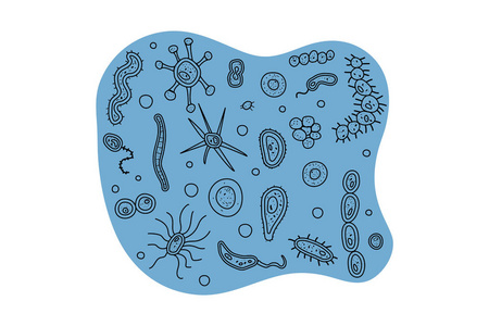细菌细胞集组成。向量例证