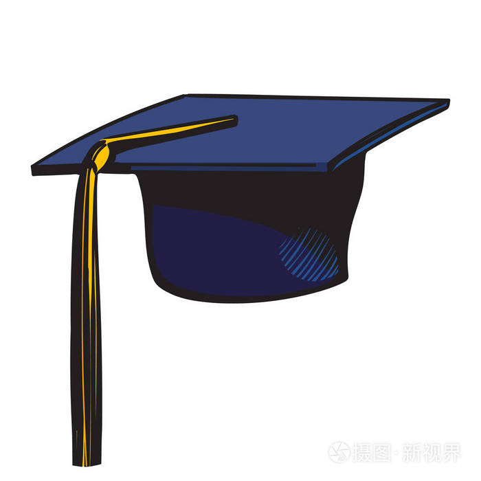 有黄色流苏的毕业帽 白色背景查出的黑色学术帽子素描 手绘向量插画 正版商用图片13s3dz 摄图新视界 有黄色流苏的毕业帽 白色背景查出的黑色学术帽子素描 手绘向量插画 正版商用图片13s3dz 摄图新视界