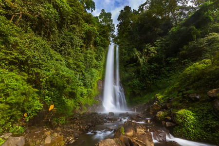 巴厘岛Gitgit瀑布印度尼西亚旅游和自然背景