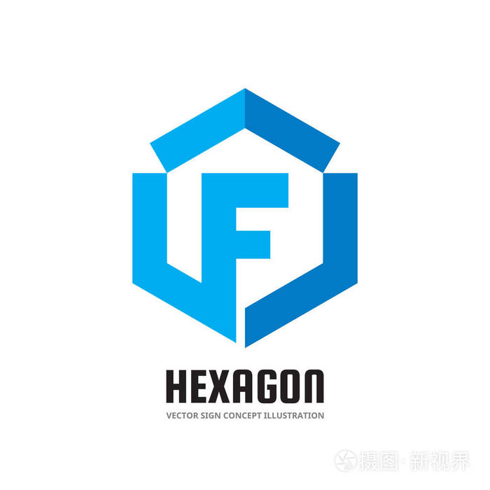 字母f矢量商业标志模板概念插图在平面风格. 金融经济创意几何标志.