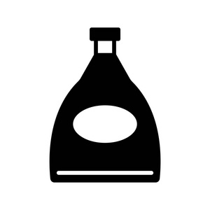 酒精瓶图标简单平面矢量插图。