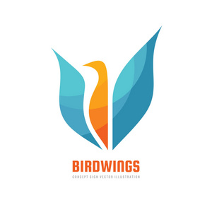抽象鸟类概念商业标志模板矢量插图. 鸽子创意标志. 翅膀的象征.