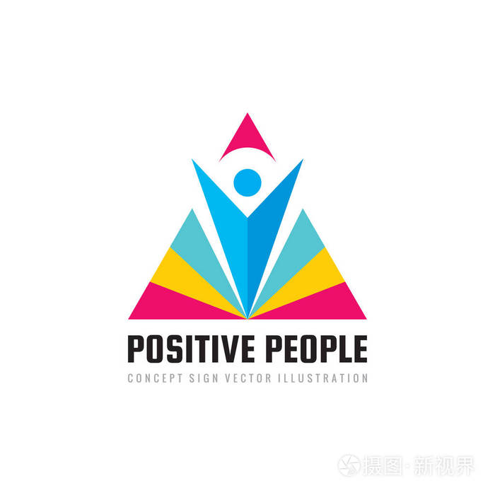 抽象的人的性格与三角形金字塔形状的创造性标志.