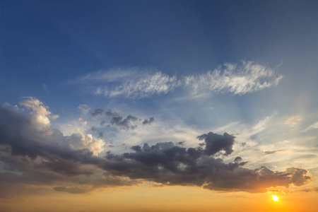 日出或日落时的天空全景.