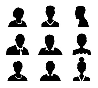 一套矢量男性和女性的商业头像形象图片.头像剪影照片