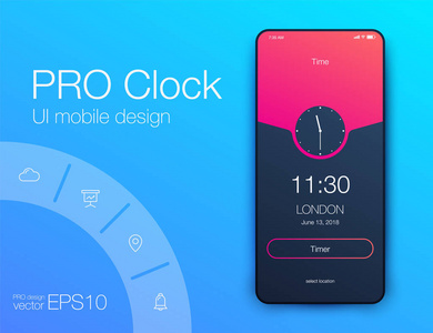 日期应用程序 Ui 设计概念。股票向量 eps 10