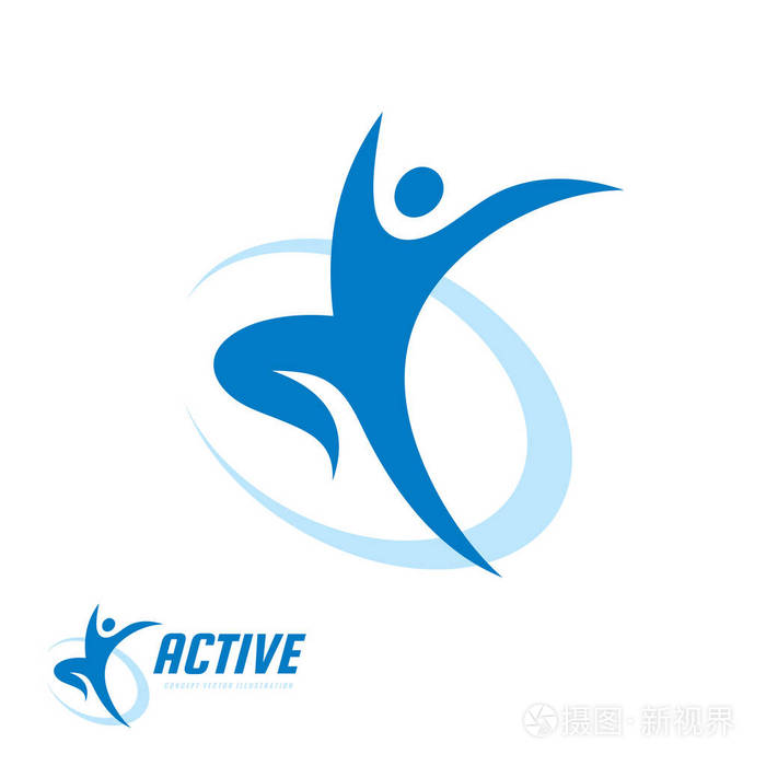 积极的运动健身符号. 舞者图标. 平面设计元素.