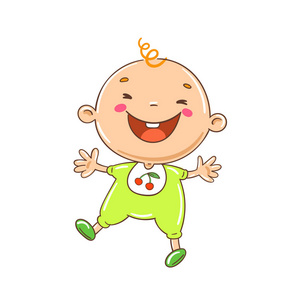 快乐卡通孩子跳快乐的卡通孩子玩和跳照片