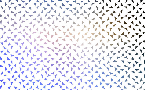 白色背景上小三角形的浅蓝色黄色矢量。 三角形抽象纹理的说明。 横幅海报封面图案设计。