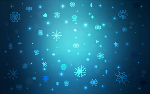 浅蓝色矢量图案与圣诞雪花。 模糊装饰设计在圣诞节风格与雪。 模板可以用作新年背景。