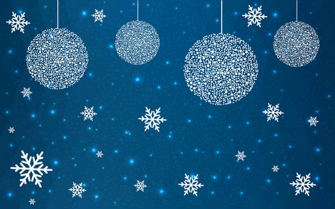 深蓝色矢量低聚晶体背景与雪花。 多边形圣诞设计图案。 新年庆祝的低聚插图。