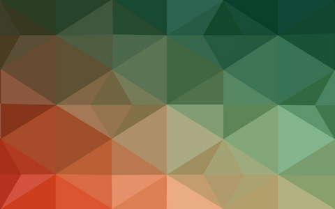 浅绿色红色矢量模糊三角形背景设计。 几何背景折纸风格与梯度。