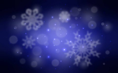 深蓝色矢量图案与圣诞雪花。 装饰闪亮的插图与雪在抽象模板。 该模式可用于新年广告小册子。