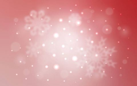 淡粉色矢量图案与圣诞雪花。 雪在模糊的抽象背景上有梯度。 新年设计为您的商业广告。