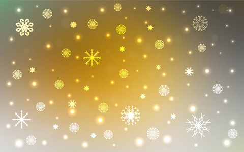 暗黄色矢量图案与圣诞雪花。 模糊装饰设计在圣诞节风格与雪。 模板可以用作新年背景。