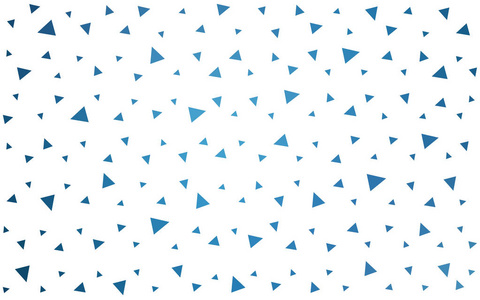 白色背景上小三角形的浅蓝色矢量。 三角形抽象纹理的说明。 横幅海报封面图案设计。