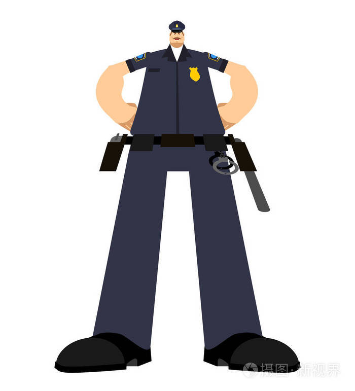 大警察严肃的警察强大的警察向量说明