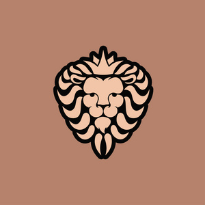 狮子标志狮子头与皇冠矢量插图徽章设计通用公司符号纹章高级标志图标