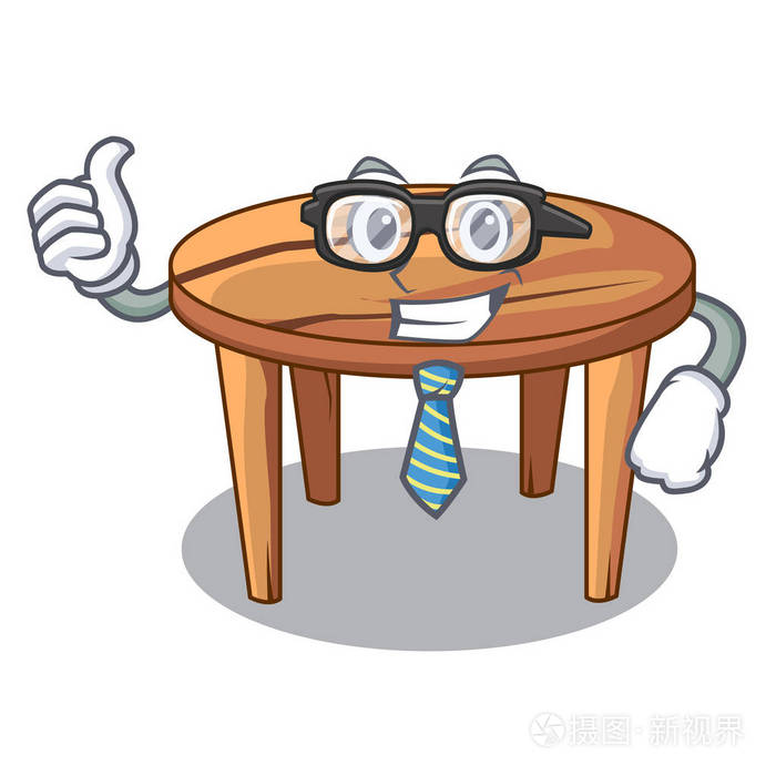 商人动画片圆形木桌在咖啡厅