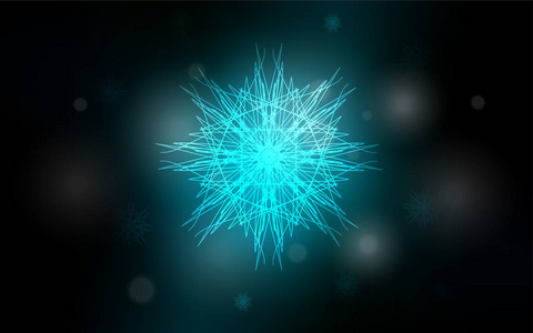深蓝色矢量图案与圣诞雪花。 现代几何抽象插图与冰晶。 该模式可用于新年传单。