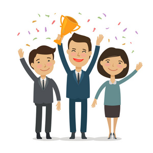 团队合作, 颁奖典礼.成功, 成就理念.动画片向量例证照片