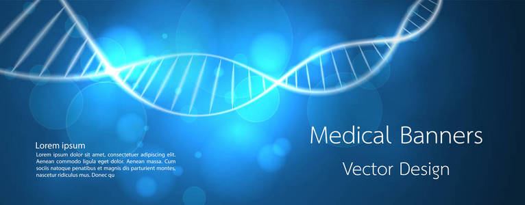横幅医学DNA和技术背景。 矢量背景设计。