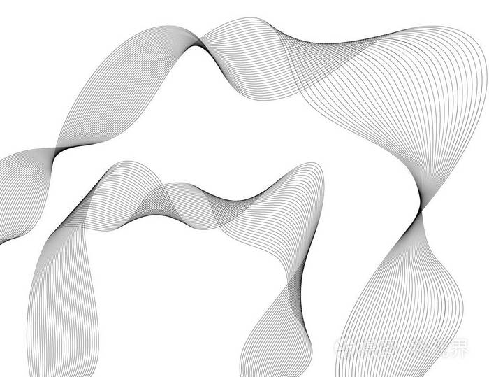 白色背景上的抽象波浪条纹隔离. 创意线条艺术.