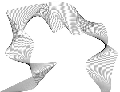 许多灰色线条的波浪. 白色背景上的抽象波浪条纹隔离. 创意线条艺 ..