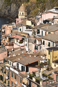 意大利利古里亚的辛基特里的弗纳扎屋顶的景色