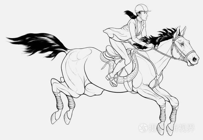 骑马的简笔画简单图片
