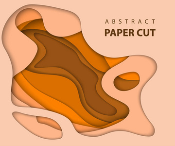 矢量背景与黄色和橙色的彩色纸切割形状。 三维抽象纸艺术风格设计布局为商业演示传单海报打印装饰卡小册子封面。