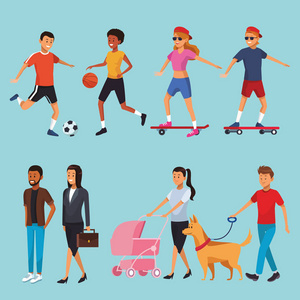 中学生卡通片设置城市人走卡通片照片