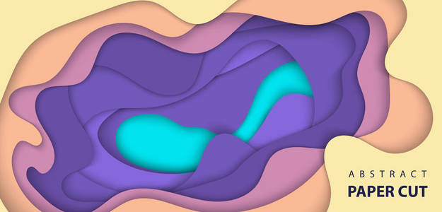 矢量背景与多色剪纸形状。 三维抽象纸艺术风格设计布局为商业演示传单海报打印装饰卡小册子封面。