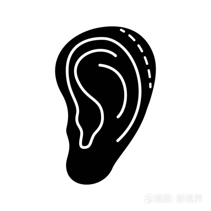 剪影符号. 整形手术. 耳朵重塑和重建. 面部年轻化. 负空间.