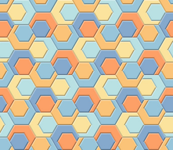 六边形和三角形无缝图案矢量几何抽象背景单色黑色