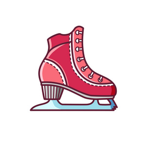 冰上花样滑冰插图。 女人溜冰鞋图标或符号。 寒假活动。 圣诞卡。 插图与溜冰鞋剪影。 健康的冬季运动
