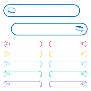 聊天气泡图标在圆形颜色菜单按钮。 左右两侧图标变化。