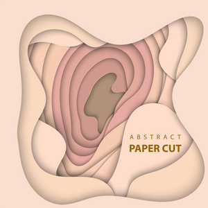 矢量背景与裸米黄色粉彩纸切割形状。 三维抽象纸艺术风格设计布局为商业演示传单海报打印装饰卡小册子封面。