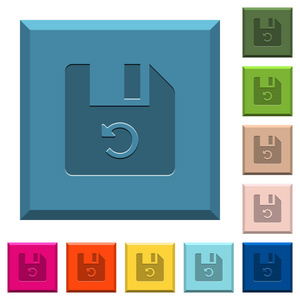 撤消最后一个文件操作，刻在各种时髦颜色的方形按钮上的图标。