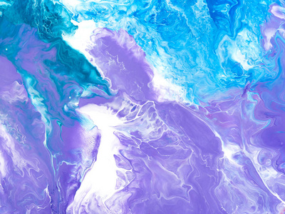 蓝色和紫色创意抽象手绘背景大理石纹理碎片的丙烯酸绘画画布。 现代艺术。 当代艺术。