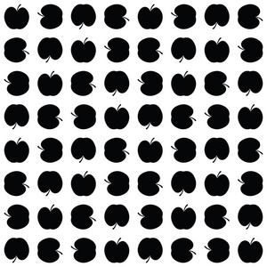 白色背景上的苹果大黑色无缝纹理。