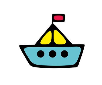 玩具为孩子船例证.向量简单的动画片照片